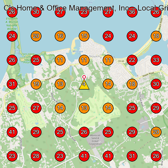 C's Home & Office Management, Inc GeoGrid visibility map for House Cleaning Service in Water Mill